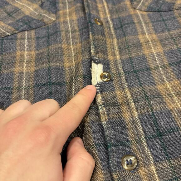 Vintage 80s Wool Flannel Shirt Jacket Button Up Quilt Lined Med Allen Wickfield - Picture 5 of 8